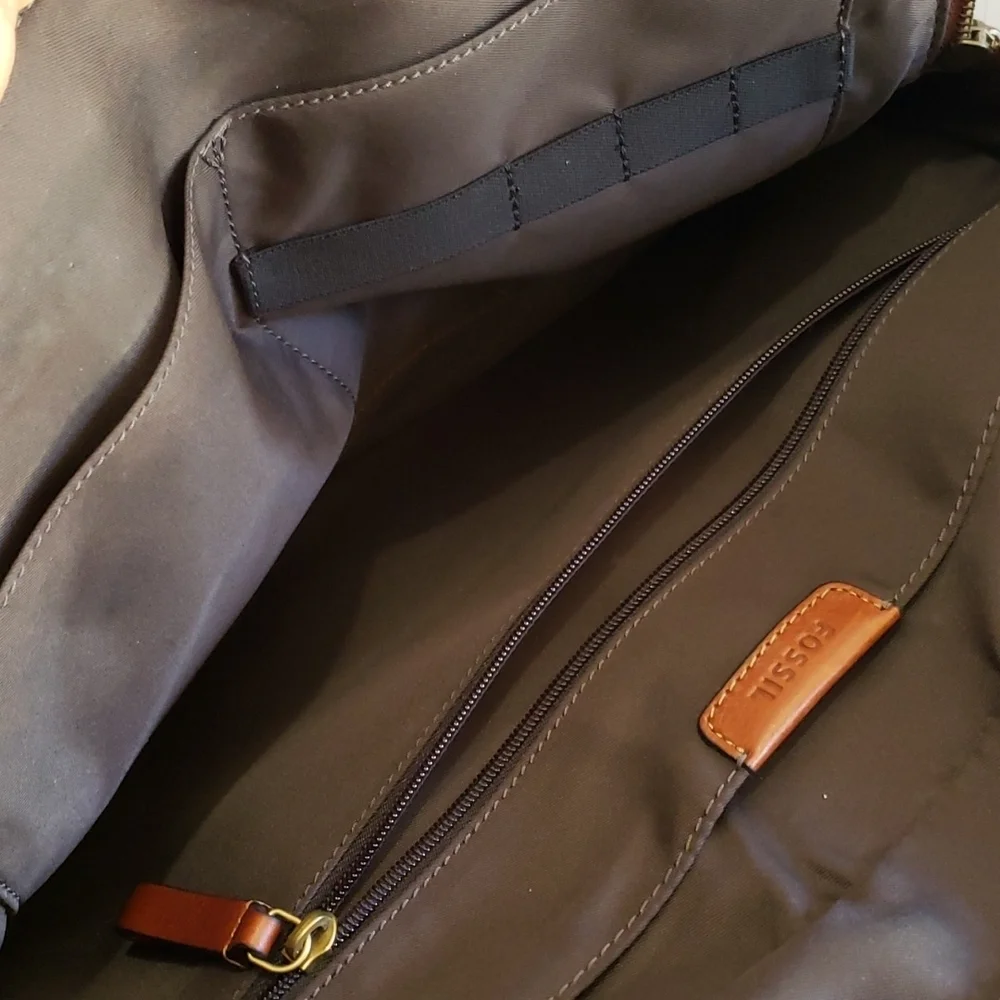 Fossil brown messenger office school bag